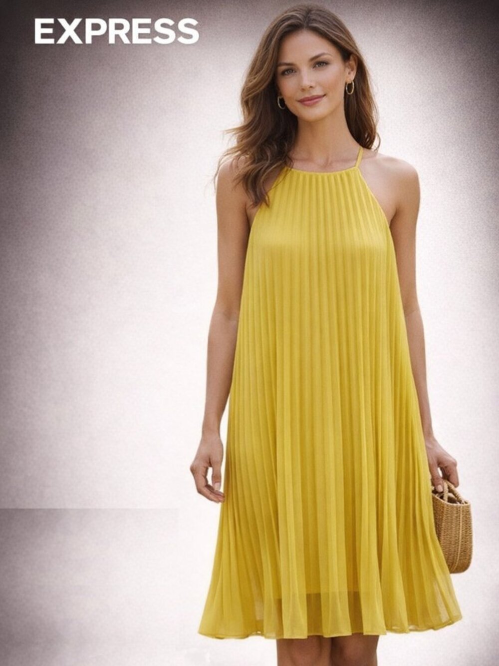 Express Pleated Silk Trapeze Dress